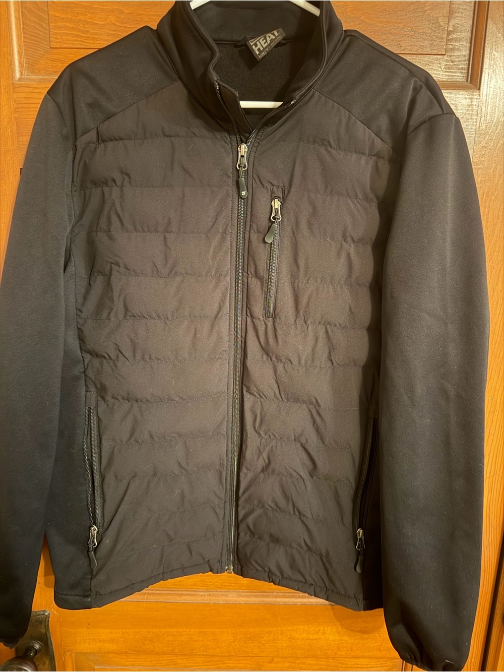 32 Degrees Black Quilted Hybrid Puffer Jacket
